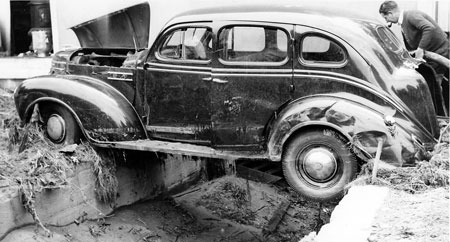 Auto washout Downsville 1942